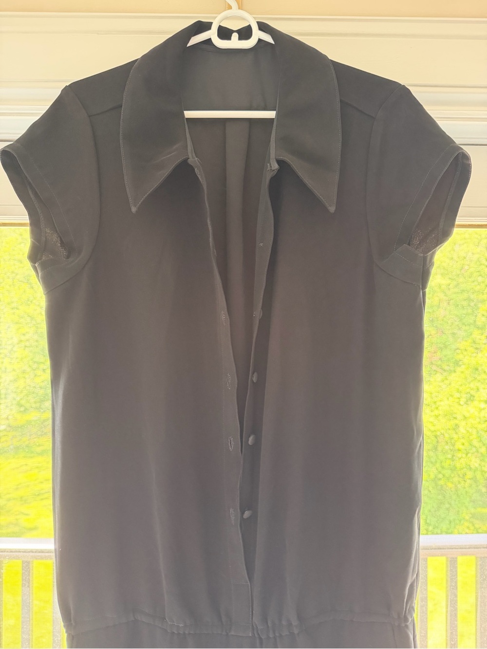 Classic Black Short-Sleeve Button Jumpsuit